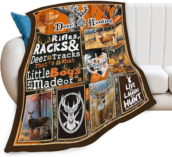 Deer Throw Blanket Deer Elk Stuff Hunting Gifts for Kids Girls Boys Adults Women Men Soft Cozy Warm Plush Fluffy Fuzzy Fleece Blanket Decor 50''X60''
