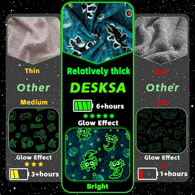 Axolotl Blanket Kids Glow in The Dark Blanket Axolotl Gifts for Teens Girls Boys Cute Animal Salamander Toys Throw Blankets Soft Fleece Bedding Blankets