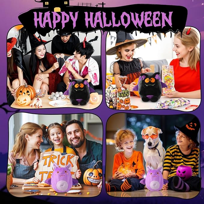 2-in-1 Transforming Plush Toy with Zipper, Reversible Bat Pillow to Bat Plush Stuffed Animal, Soft Surprise Plushie for Kids, Fun Holiday Stocking Stuffer