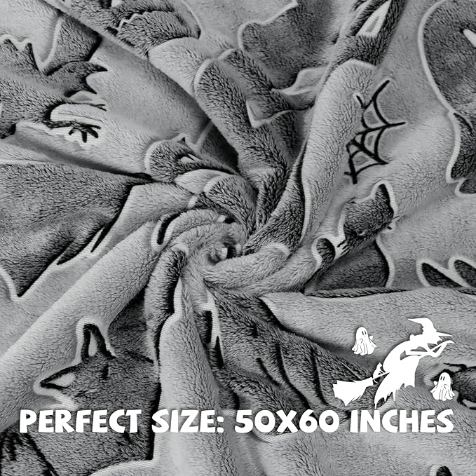 REXEO Throw Blanket Kids Soft Fleece Blankets Black Cat Halloween Throw Blanket 50"×60"