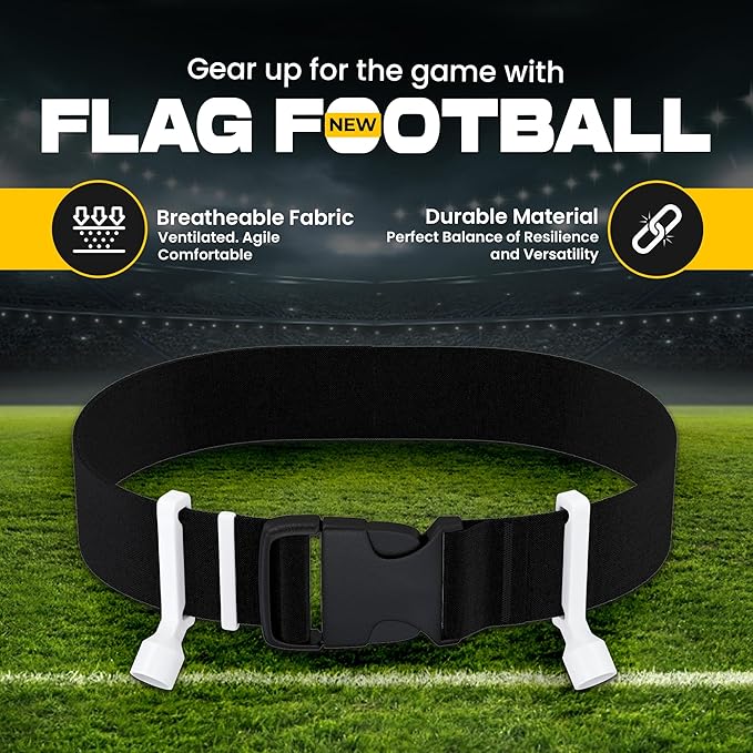Gameday Flag Football Set – Kits for 2–14 Players w/Belts, Agility Cones & Carry Bag – Available in Multi Colors & Sizes
