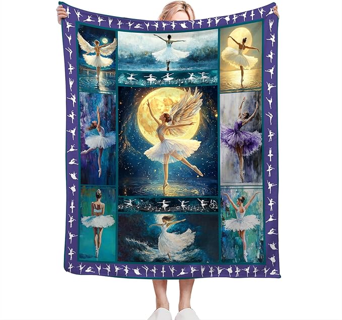 Ballet Dance Blanket Fleece Soft Warm Plush Dance Throw Blanket Lightweight Plush Fuzzy Cozy Dancing Blankets Gift for Girls Woman Kids Adult Suitable for Couch Sofa BedSofa Bed 50"X40"
