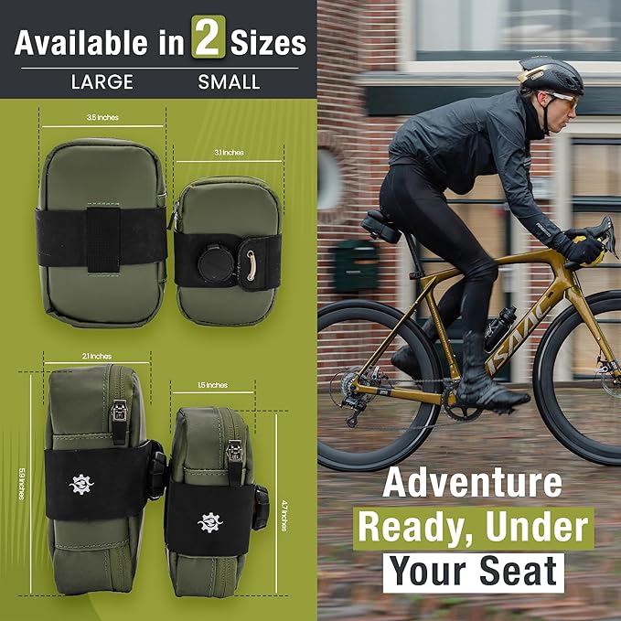 Lumiere & Co. Falcon Magnetic Saddle Bag– 0.69L | 6”x 3.5”x2 | Sleek Minimalist Design, Fast Magnetic Buckle Attachment | Cycling Bike Bag (Green, Large)