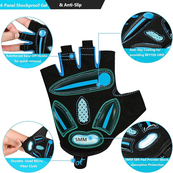 BIKINGMOREOK Bike Cycling Gloves for Men Women,Non-Slip Breathable 5MM Gel Pads DH Mountain Road Bicycle Gloves for MTB Biking Cycling,Workout Sports