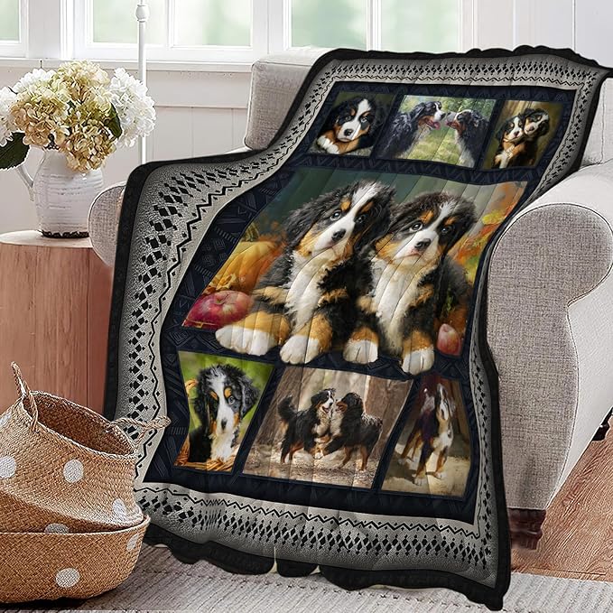 Bernese Mountain Dog Blanket Cute Dogs Animal Throw Blankets Gifts for Girls Boys Kids Dog Lover Soft Cozy Fleece Plush for Couch Sofa Bed 80"x60"