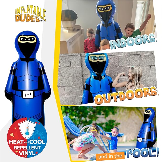 INFLATABLE DUDES Ninja Toy 63 Inches -Kids Punching Bag | Already Filled with Sand| Bop Bag | Inflatable Bopper | Boxing | Ninja Birthday Party | Punching Bag for Kids- (Heavy Hitters Nobi)