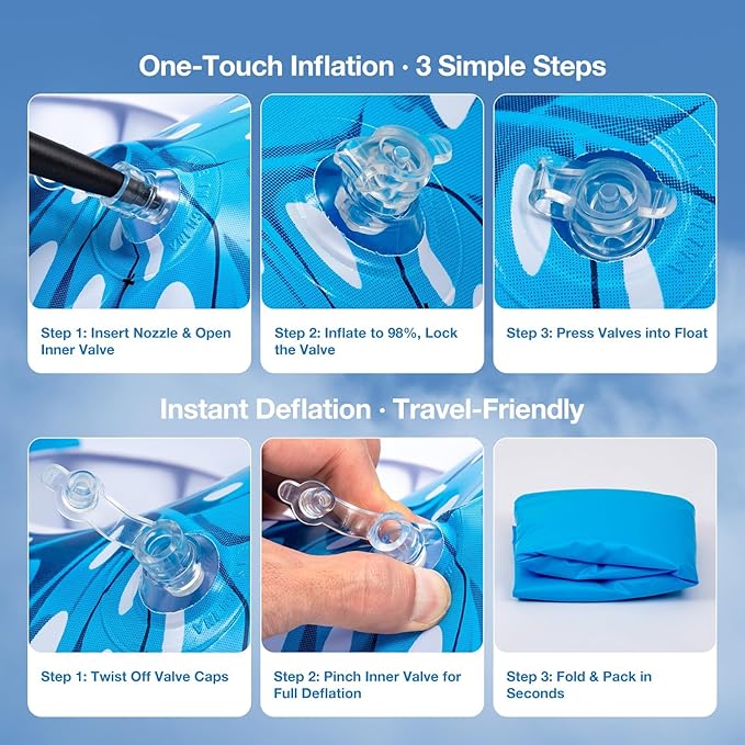 [2025 New Upgraded] Pool Floats for Adult -Floating Lounge Chairs,Inflatable Pool Floats with Cup Holders 2 Repair Patch Suit for Swimming Pools, Beach, Pool Toys,Backyard Party,Lakes（2 Packs