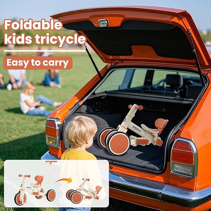 Toddler Bike with Push Handle,Tricycles for 18 Months to 5 Years Old, Toddler Tricycle with Push Handle for Boy Girl, Baby Balance Bike with Adjustable Seat Height and Removable Pedal (White)