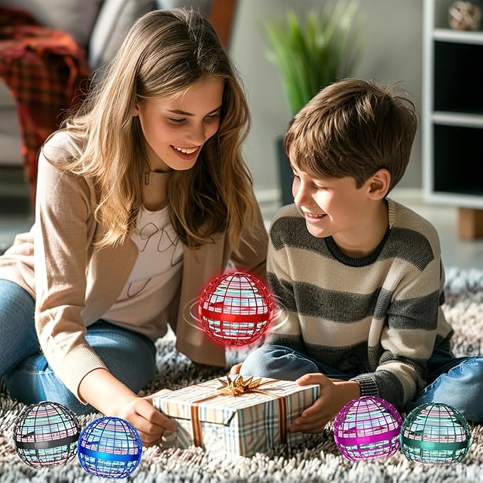 2025 Flying Orb Ball for Kids, Magical Galaxy Hover Cosmic Space Boomerang Rotating Floating Mini Hand Drone Stocking Stuffer Xmas Toys for Girls Boys Teen Age 6 7 8 9 10+ Red