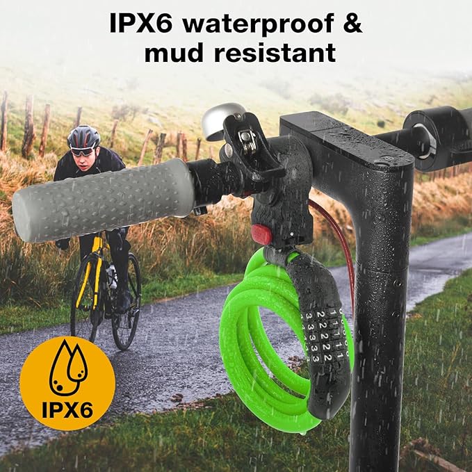 E Scooter Lock, Bike Combination Cable Locks Compatible with Xiaomi M365/Max/GXL/Ninebot/Segway/Motor/Bicycle Lock 4 ft Long/0.472In Scooter Anti-Theft Ideal 4 Digit/12 Steel Cable