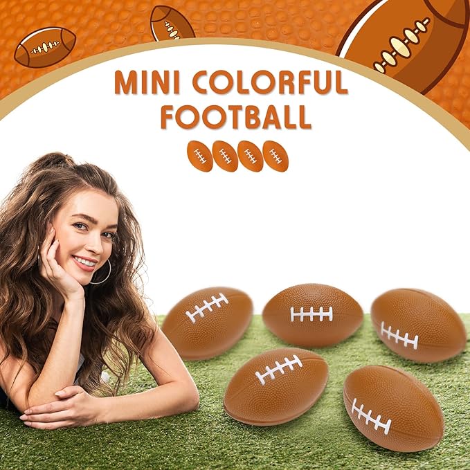 Jerify 12 Pcs Mini Footballs for Kids, 4.72 Inch Foam, Brown, American Football, Bulk Stress Balls for Birthday Party Favors