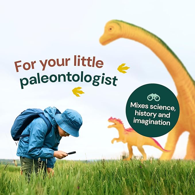 PLAYVIBE Dinosaur Toys - 12 Realistic 7-Inch Models, Multi-Color, Metal Storage Box - Dinosaur Figures & Action Figures for Kids Ages 3-7