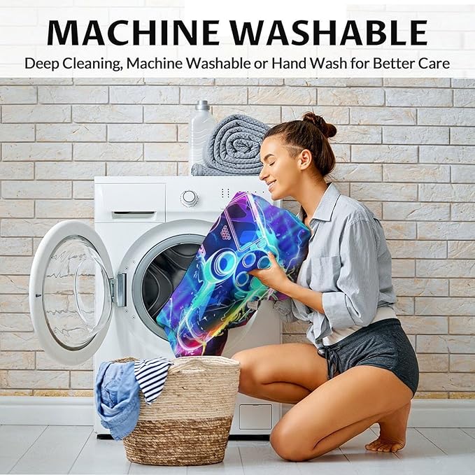 Gamer Gifts for Boys - Furry Comfort Colorful Gaming Throw Blanket - 30" x 40" Inches Lap Size for Chair & Office - Aesthetic Gaming Blankets Gift