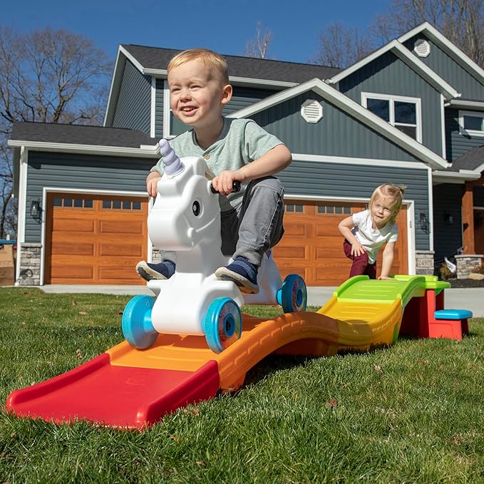 Step2 Unicorn Up & Down Roller Coaster Kids Ride On Toy, Push Car, Indoor/Outdoor Playset, Made of Durable Plastic, Max Weight 50 lbs., For Toddlers 2-5 Years Old, Multicolor
