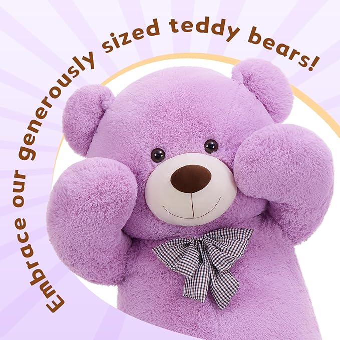 MaoGoLan Giant Purple Teddy Bear 55" Life Size Huge Plush Massive Stuffed Animals for Girlfriend Kids Boyfriend