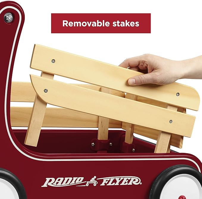 Baby Walker, Toddler Toys, Baby Toy, Radio Flyer Classic Walker Wagon, for Ages 1-4, Red, Wood