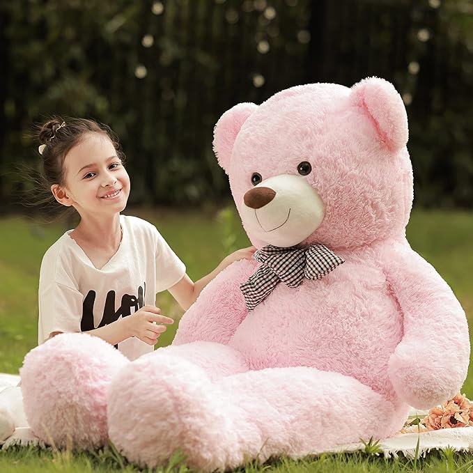 Poutmac Big Teddy Bear 55" Giant Pink Soft Stuffed Animals Cute Plush Toy for Girlfriend Women Kids for Valentine's Christmas Birthday
