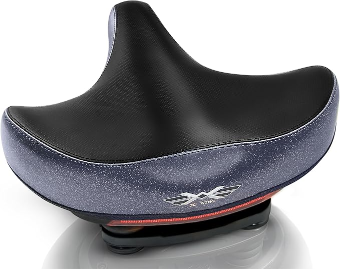 X WING New-Age Noseless Bike Seat Cushion for Men & Women - Extra Padding & Wide - Suitable for City, Electric, Stationary Bikes - Compatible with Peloton Bikes – Wide Winged Bike Seat with Cushion