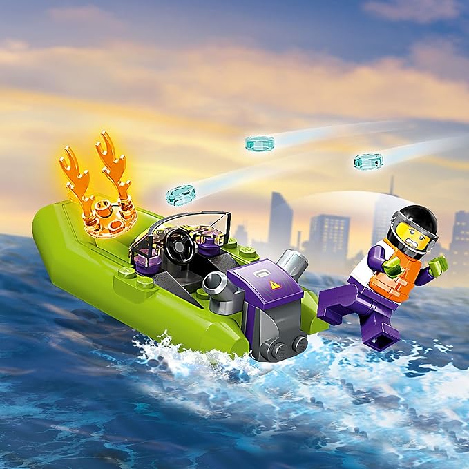LEGO City Fire Rescue Boat Building Set - Floatable Boat Toy for Boys & Girls, Ages 5+ - Kids Pretend Play Toy for Preschool - Gift for Birthdays - 60373