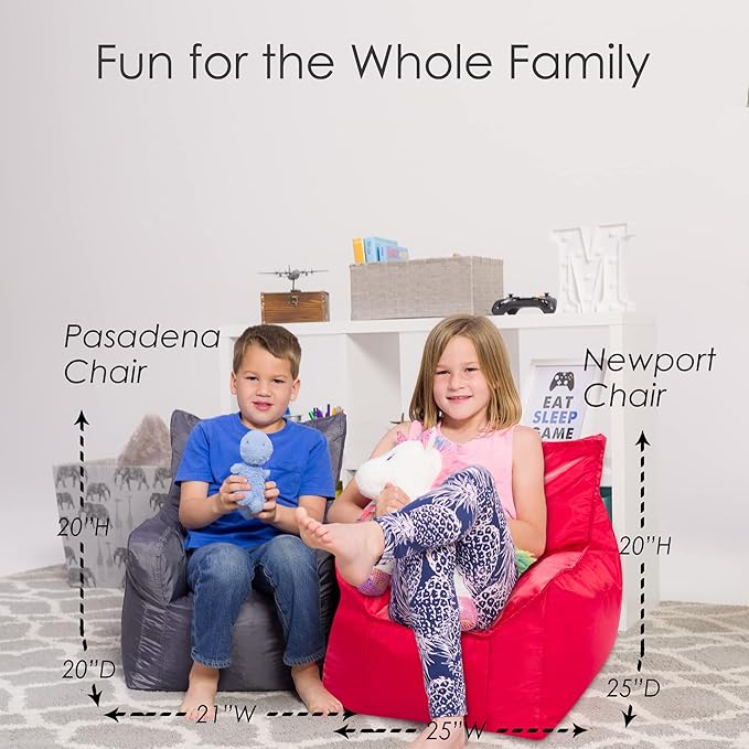 Posh Creations Bean Bag Structured Seat for Toddlers and Kids, Comfy Chair for Children, Pasadena, Royal Blue