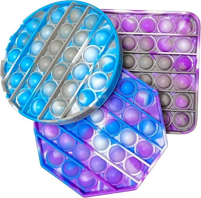 Push Pop Fidget Toy Pack, Back to School Toy, 100% Food-Grade Silicone Bubble Pop Fidget Sensory Toy for Kids, Adults, and Seniors to Relieve Stress and Anxiety [3-Pack]