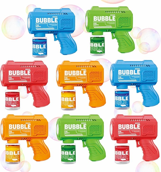 8-Pack Automatic Bubble Gun,Bubble Machine Blower Outdoor Toys for Toddlers Ages 1-8 Gifts Wedding Party Favors