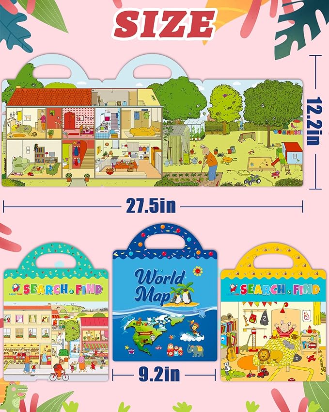 Benresive Reusable Sticker Book for Toddlers 2-4 Years, 3 Sets Travel Stickers for Kids, Waterproof Sticker Books for Toddlers 1-3, Crafts Activities for Todddlers 1-3 2-4 3-5