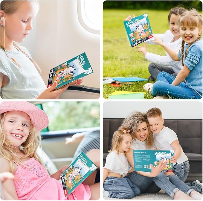 ASTARON Magnetic Puzzles for Toddlers, 9-12-16 Pieces Farm Learning Magnet Puzzle for Road Trip, Educational Travel Toys Car Plane Activities for Kids, Kids Birthday Gifts