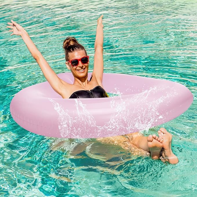 HeySplash Pool Floats, Adult Size Heart Inflatable Pool Floatie for Bachelorette Party, Swim Tube Rings, River Lake Beach Floaty, Wedding Bride Valentine Decor, Fun Toy Raft Lounge, Pink