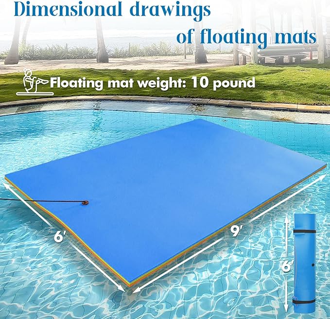 Lily Pad Floating Mat, 7/9/12/18 FT Floating Mat, Pool Float for Water Recreation, Floating Water Mat, 3-Layer Tear-Resistant XPE Foam for Boat, Beach, Ocean, Pool,Lake