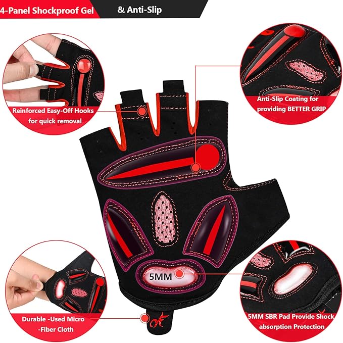 BIKINGMOREOK Bike Cycling Gloves for Men Women,Non-Slip Breathable 5MM Gel Pads DH Mountain Road Bicycle Gloves for MTB Biking Cycling,Workout Sports