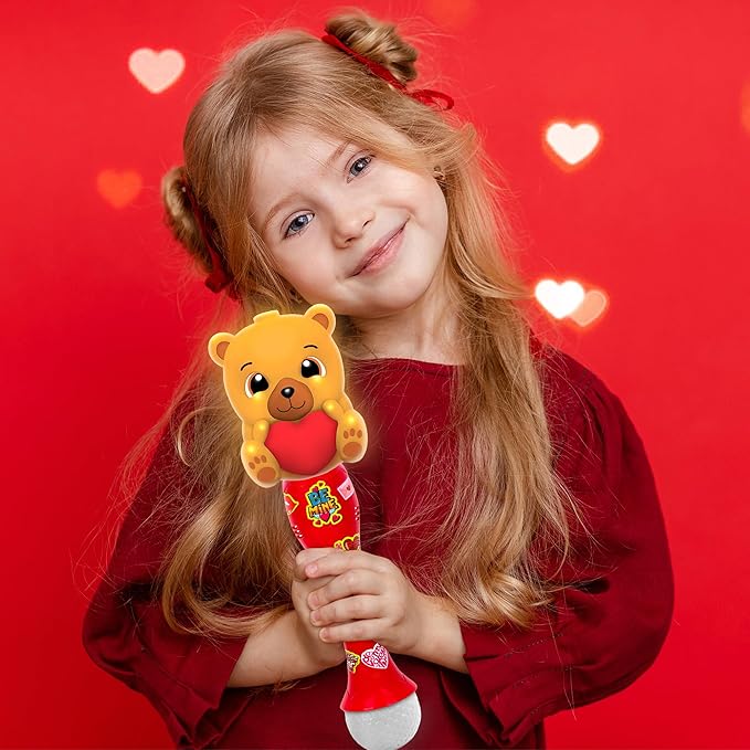 ArtCreativity Light Up Valentine's Day Bubble Wand for Toddlers, Heart Bubble Toy with Lights, Music, & Batteries, Valentines Day Gifts for Kids, Valentines Day Party Favors for Ages 3 4 5 6