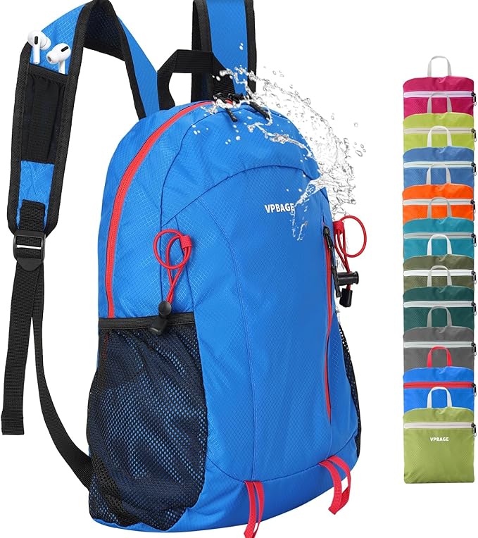 15L Water-resistant Hiking Daypack, Small Backpack Travel Outdoor, Lightweight Day Pack with Tool Loops