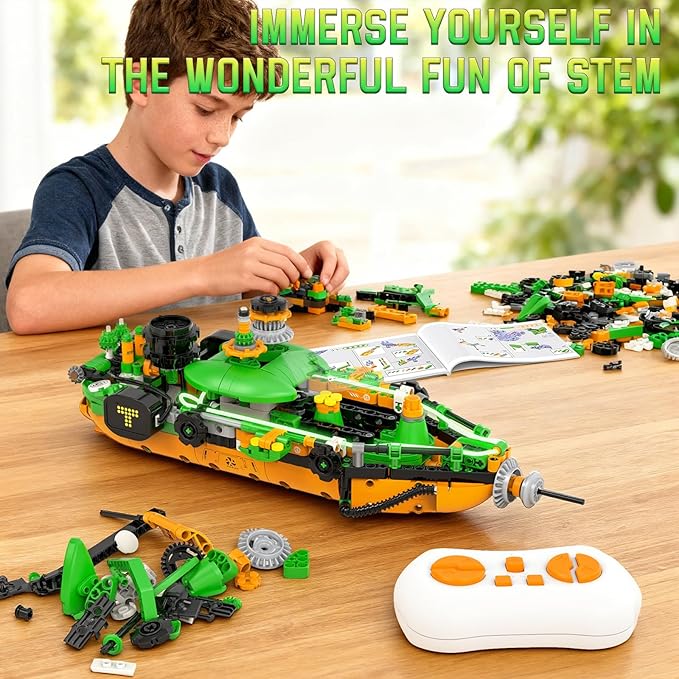 STEM Robot Building Kits for Kids 6-14, 5in1 Remote & APP Controlled STEM Tractor/Frog/Robot Building Toys, 732 Pcs Educational Building Block Sets for Kids, Erector Sets Gifts for Boys Girls