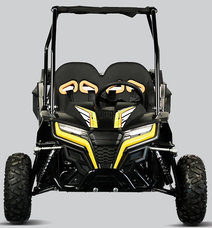 TrailMaster Cheetah 6 Youth Go-Kart - 163cc 5.5HP Engine, 4-Point Safety Belt, Remote Kill, Speed Governor, Suitable for Kids 6-12. with Pre-Assembled Version Now! (Plus, Yellow)
