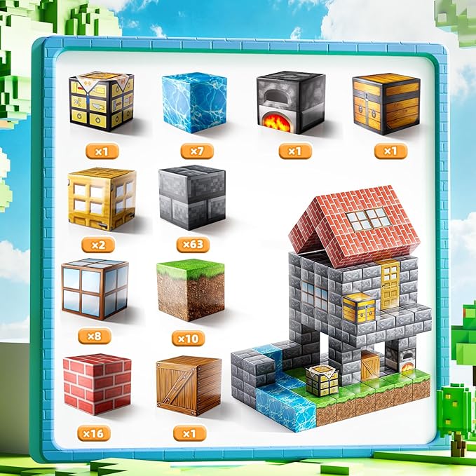 Magnetic Blocks Toys for Kids, 110PCS Magnetic Building Blocks, STEM Montessori Sensory Stacking Toy for Boys Girls Age 3 4 5 6 7 8 9 10, Christmas Birthday Gifts for Boys and Girls Age 3+