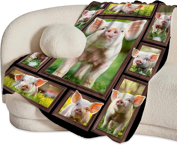 Pig Blanket Pig Gifts for Lovers Throw Blanket Stuff Cozy Plush Fleece Flannel Animal Blankets for Girls Boys Women Men 50"X40"