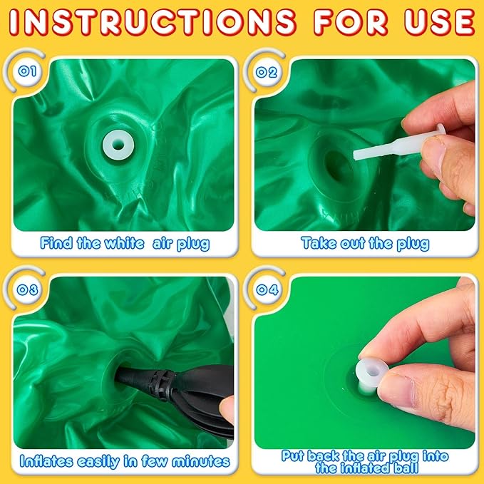 Lewtemi 4 Pcs 29 Inch Hopper Ball Carnival Outdoor Games Jumping Hopping Inflatable Bouncing Ball with Handle and Air Pump for Adult Sport Exercise