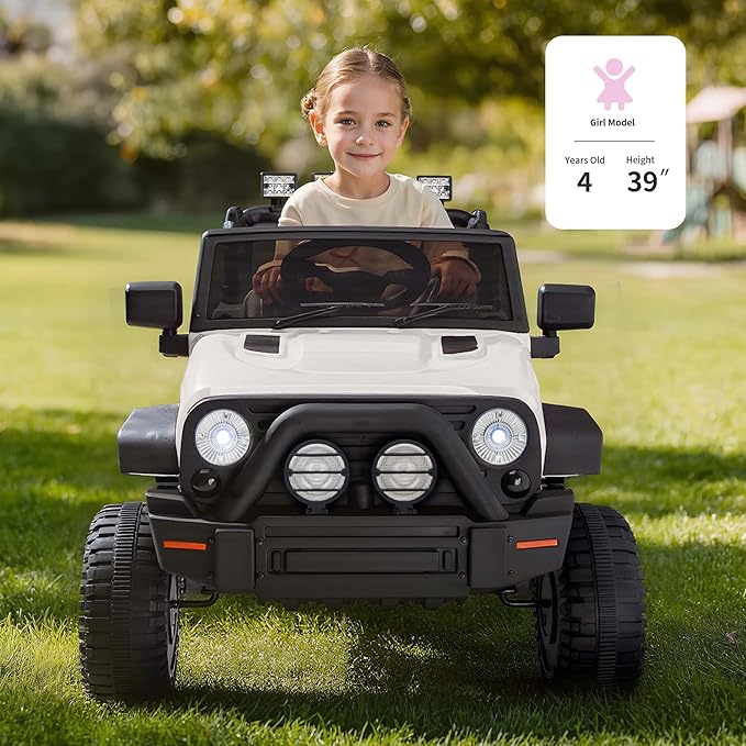 Kids Ride on Car Toy, 24V Electric Car for Kids with Remote Control, 2x200W Motors - White