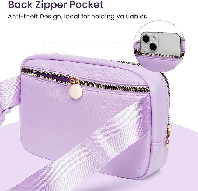 Belt Bag Fanny Pack Crossbody Bags with Initials Letter Patch，Gift Idea for Tween Daughter Granddaughter Niece Her，Cute Stuff Birthday Gifts for Teenager Girls Trendy Stuff for Teens (Lavender, F)