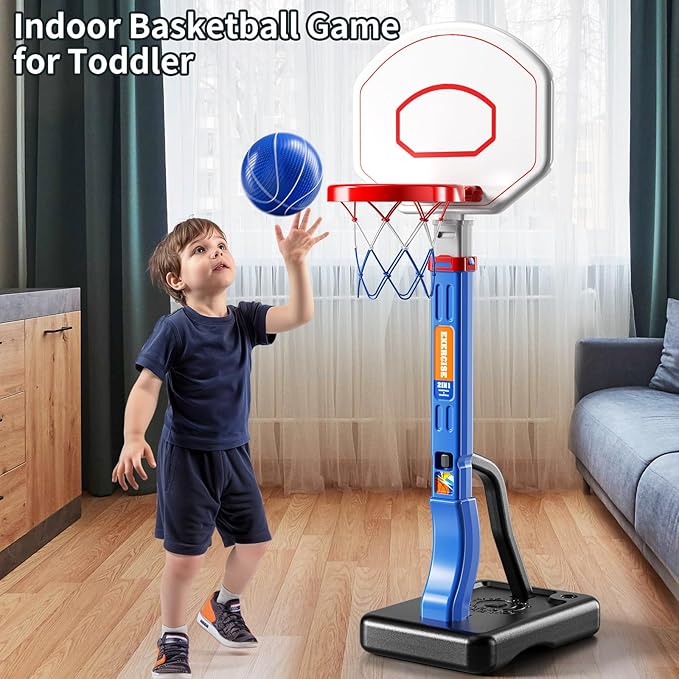 Kids Basketball Hoop for Boys Age 3 4 5 6, Adjustable Toddler Basketball Goal with 4 Balls for Indoor Outdoor Play,Poolside Basketball Hoop for Pool Basketball Toy for Boys Girls Kids Age 3-8