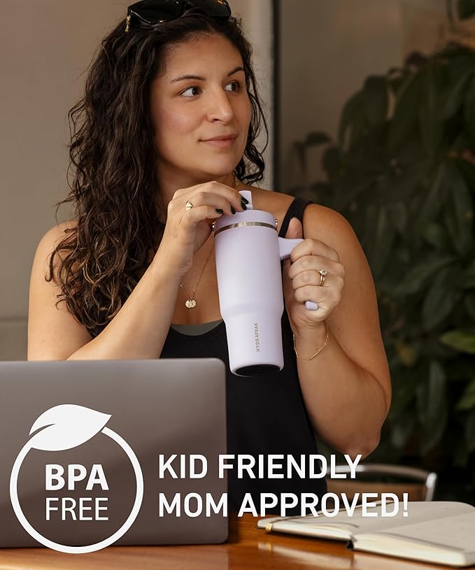 Hydrapeak Kids Voyager 18 oz Tumbler with Handle and Flip-Up Straw Lid | Spill Proof and Leak Resistant | Reusable Stainless Steel Water Bottle | Gift for Kids Boys Girls | Bubblegum