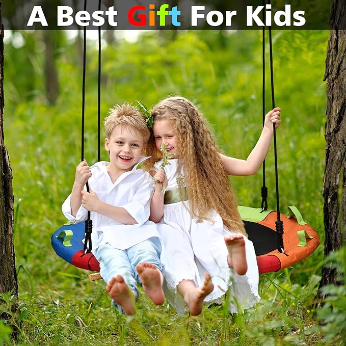 Tree Swing, Saucer Swing, 40 inch 900lbs Weight Capacity, with Adjustable Hanging Straps, for Backyard Outdoor, Multicolor, Circle Round Disc, Gifts for Kids