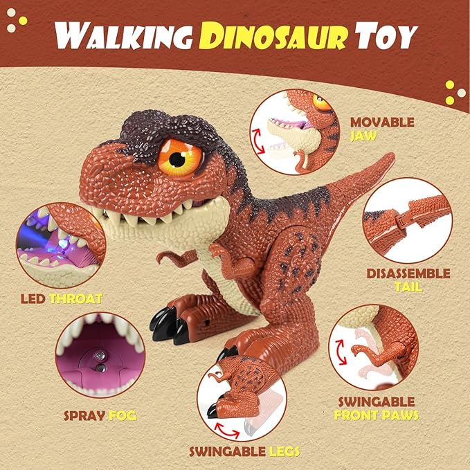Dinosaur Toy for Kids Ages 3-7 - Best Birthday Gifts for 3 4 5 6 7 Year Old Boys, Electric Dino Toy with Mist Spray & Roaring Sounds