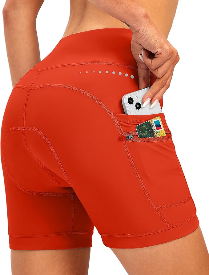 Women's 4D Padded Bike Shorts 5"/7" Riding Underwear Cycling Bicycle Road Biking Cycle Shorts for Women Zipper Pockets