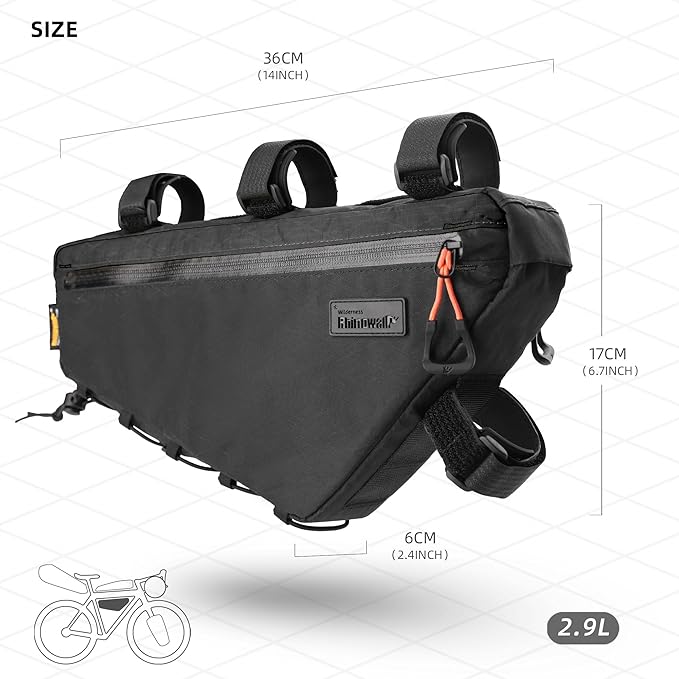 Bicycle Frame Bag Bike Triangle Bag Waterproof Bike Bag 1.7L with Dual Side Mesh Pockets for MTB Road Bike Cycling Commuting and Outdoor Adventures