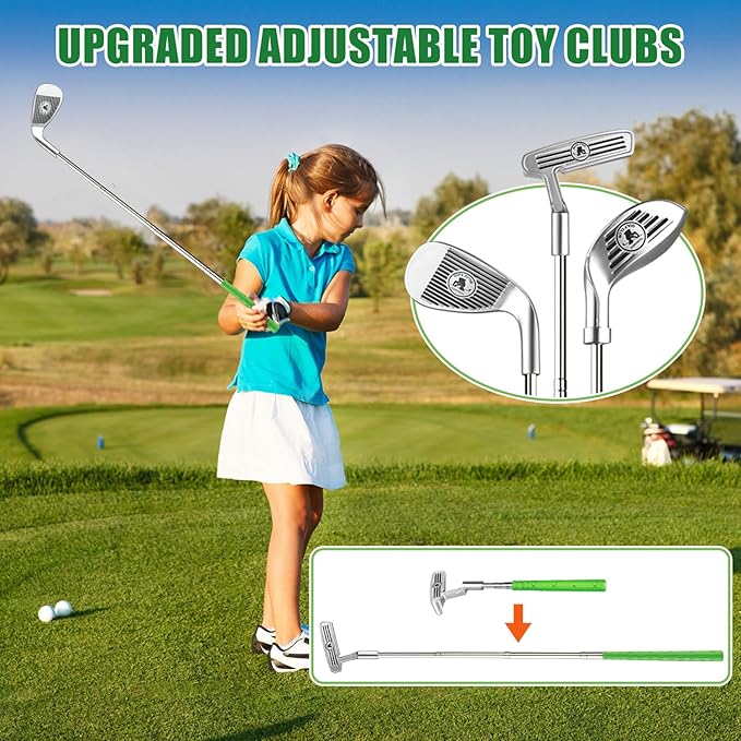 Fistone Kids Toy Golf Set, with Automatic Golf Returner, Golf Balls, Clubs, Putting Mat, Indoor Outdoor Sports Toy Birthday Gift