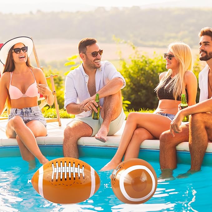 durony 12 Pieces Inflatable Football Beach Balls 11 Inch Blow Up Football Bouncing Sports Ball Bouncy Toy Favors for Sports Games, Birthday, Summer Pool Beach Party Decorations