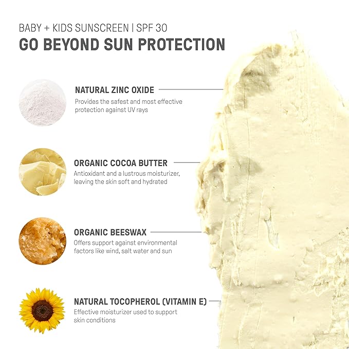 Raw Elements Baby & Kids SPF 30 Organic Sunscreen Stick, Non-Nano Zinc Oxide, Reef-Safe, Cruelty-Free, Gluten & Nut Free, Zero Waste Tube, Travel Sunblock 1.0 oz