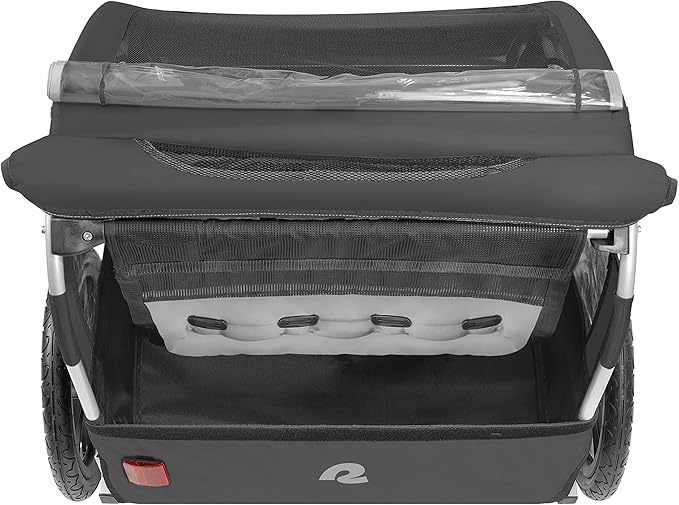 Single & Double Passenger Children’s Foldable/Collapsible Tow Behind Bike Trailer with 16" Wheels, Safety Reflectors & Rear Storage Compartment